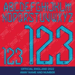 [Loose Letter / Number] Official England 2022 Away Name and Numbering