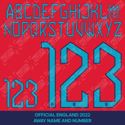 [Loose Letter / Number] Official England 2022 Away Name and Numbering