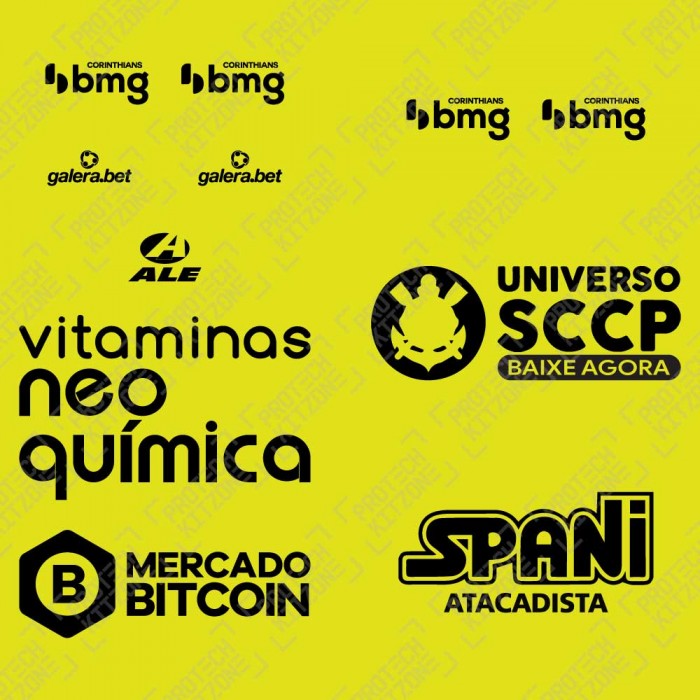 Official Corinthians 2022/23 Home Goalkeeper Full Sponsor Set, Brazil CAMPEONATO BRASILEIRO SÉRIE A, SCCP HM GK SPONSOR, 