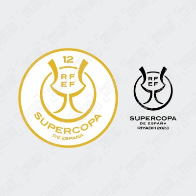 Official Supercopa De España 12 Champions Riyadh 2023 Patch + Match Detail Printing (For Real Madrid CF 2022/23 Home Shirt)