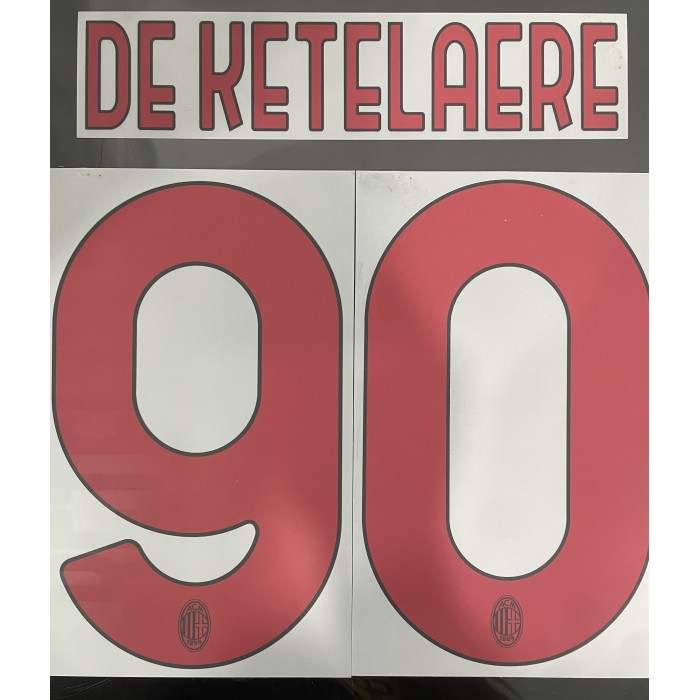 De Ketelaere 90 (Official AC Milan 2022/23 Home Club Name and Numbering), 2022/23 Season Nameset, DK90 ACM2223HNNS, 