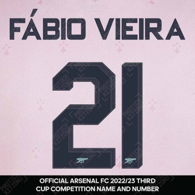 Fàbio Vieira 21 (Official Arsenal 2022/23 Third Club Name and Numbering)