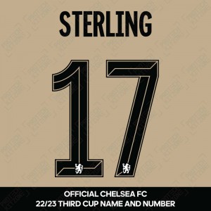 Sterling 17 (Official Name and Number Printing for Chelsea FC 22/23 Third Shirt)