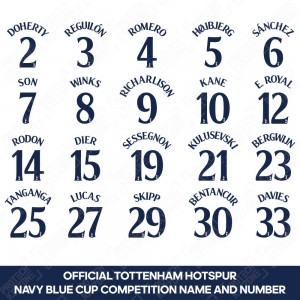 [Loose] Official Tottenham Hotspur Cup Competition Name and Numbering - Navy