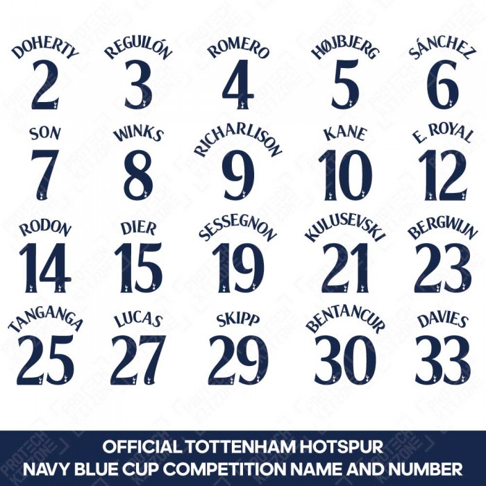 [Loose] Official Tottenham Hotspur Cup Competition Name and Numbering - Navy