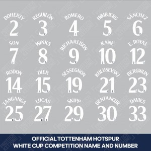 [Loose] Official Tottenham Hotspur Cup Competition Name and Numbering - White