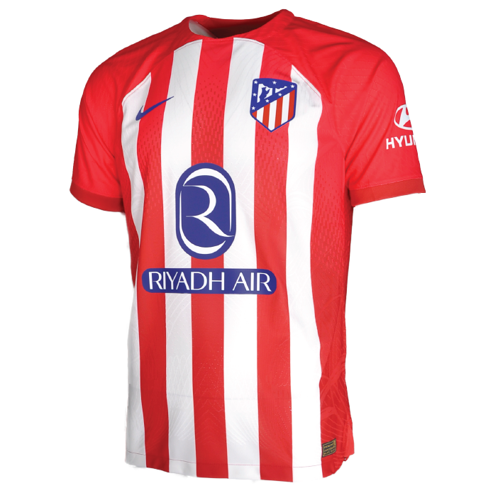 [Player Edition] Atletico Madrid 2023/24 Dri Fit Adv. Home Shirt with RIYADH AIR and Full LFP Sponsors 