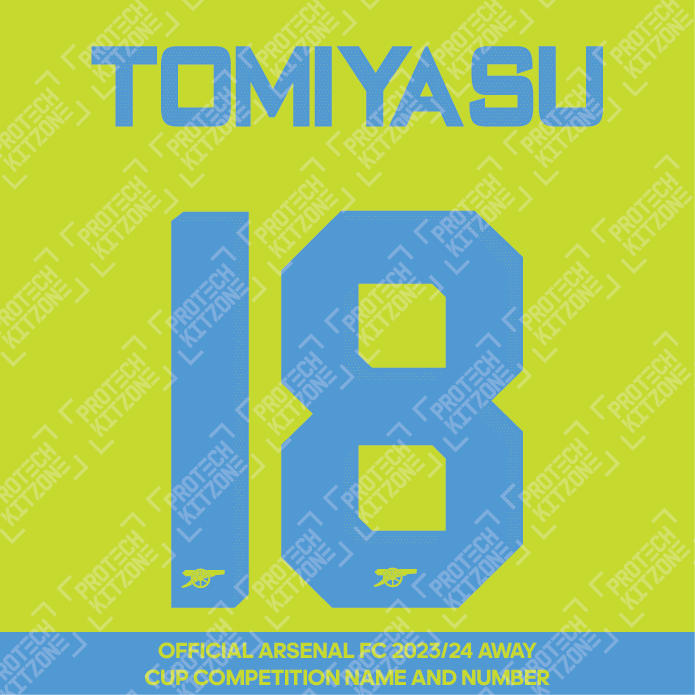 Tomiyasu 18 (Official Arsenal 2023/24 Away Club Name and Numbering)