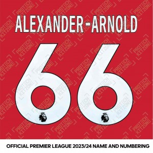Alexander-Arnold 66  (Official 2023/24 Premier League White Name and Numbering - Special Nameblock) 