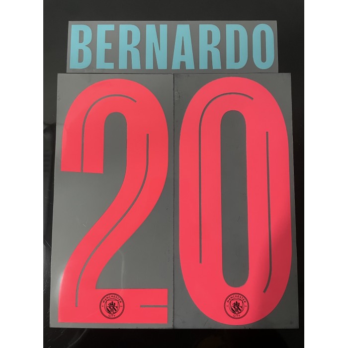 BERNARDO 20 (Official Cup Competition Name and Number Printing for Manchester City 2023/24 Third Shirt)
