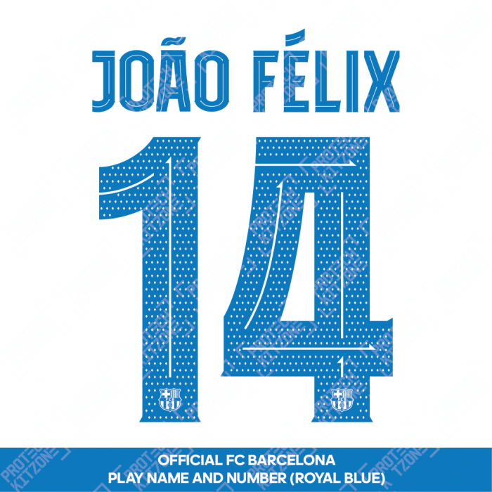João Felix 14 (Official FC Barcelona 2023/24 Away Name & Numbering - Cup / Play Version) 