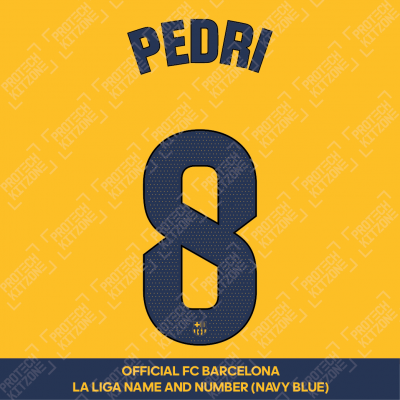 Pedri 8 (Official FC Barcelona 2023/24 Fourth Name & Numbering - La Liga Version) 