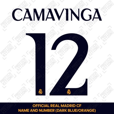 Camavinga 12 (Official Real Madrid CF 2023/24 Home Cup Competition Name and Numbering) 