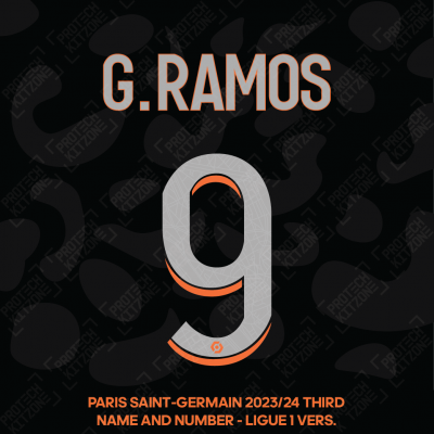 G.Ramos 9 - Official Paris Saint-Germain 2023/24 Third Name and Number (Ligue 1 Version) 