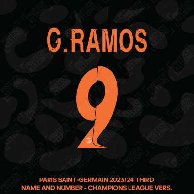 G.Ramos 9 - Official Paris Saint-Germain 2023/24 Third Name and Number (UCL Version) 