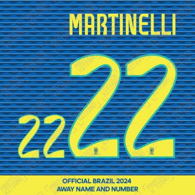 Martinelli 22 - Official Brazil 2024 Away Name and Numbering 