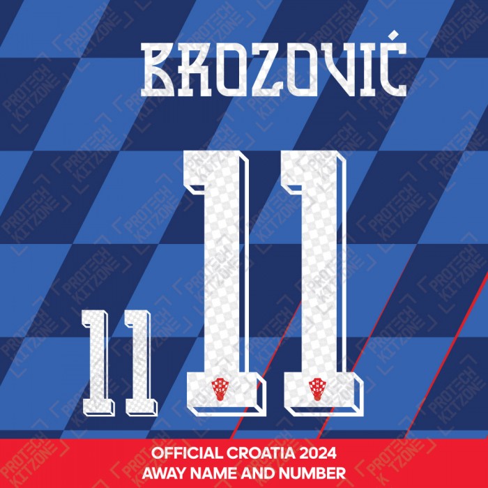 Brozović 11 (Official Croatia 2024 Away Name and Numbering)