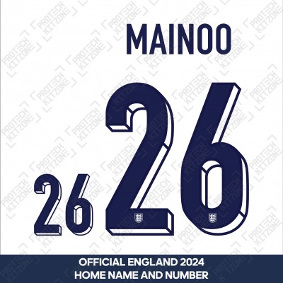 Mainoo 26 - Official England 2024 Home Name and Numbering
