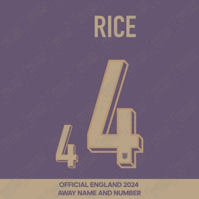 Rice 4 - Official England 2024 Away Name and Numbering