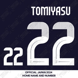 Tomiyasu 22 - Official Japan 2024 Home Name and Numbering 
