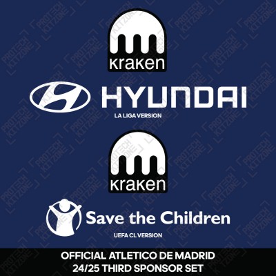 Official Atletico de Madrid 2024/25 Third Sponsor Set