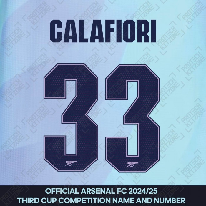 Calafiori 33 - Official Arsenal 2024/25 Third Club Name and Numbering