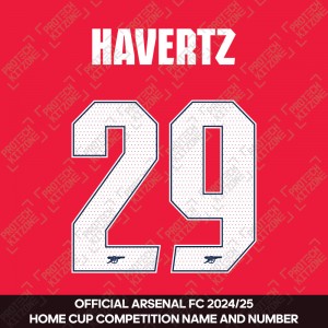 Havertz 29 - Official Arsenal 2024/26 Home Club Name and Numbering