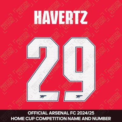 Havertz 29 - Official Arsenal 2024/26 Home Club Name and Numbering