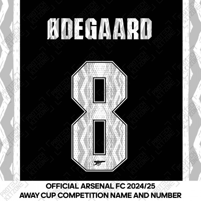 Ødegaard 8 - Official Arsenal 2024/25 Away Club Name and Numbering