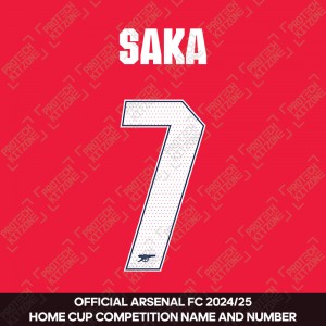 Saka 7 - Official Arsenal 2024/26 Home Club Name and Numbering