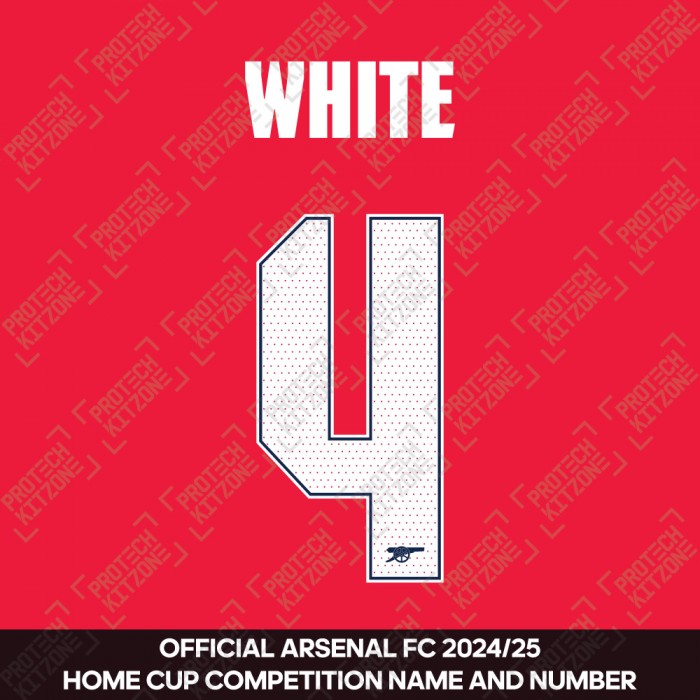 White 4 - Official Arsenal 2024/26 Home Club Name and Numbering
