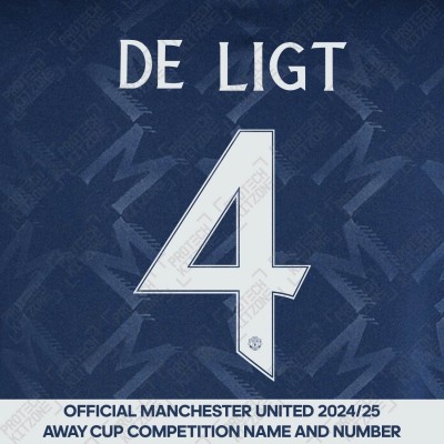 De Ligt 4 (Official Manchester United FC 2024/25 Away Name and Numbering) 