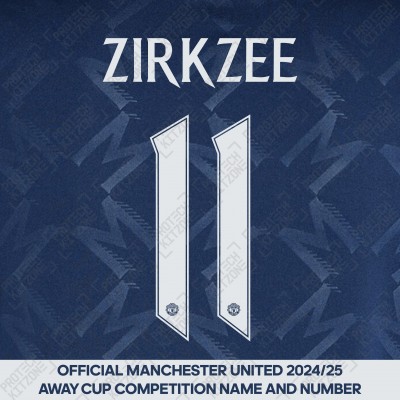 Zirkzee 11 (Official Manchester United FC 2024/25 Away Name and Numbering)  