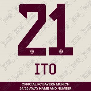 Ito 21- Official Bayern Munich 2024/25 Third Name and Numbering