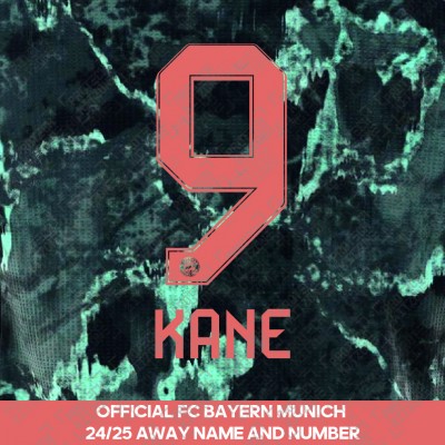 Kane 9 - Official Bayern Munich 2024/25 Away Name and Numbering