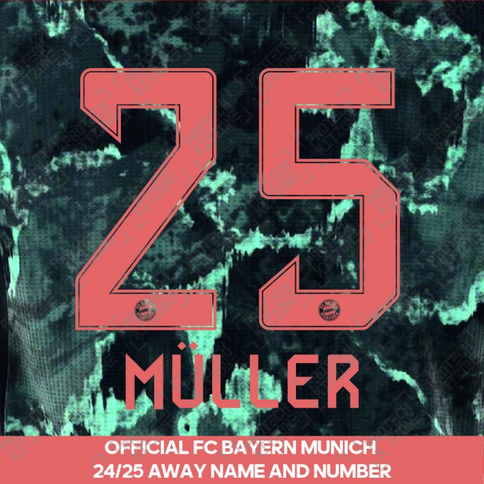 Muller 25 - Official Bayern Munich 2024/25 Away Name and Numbering