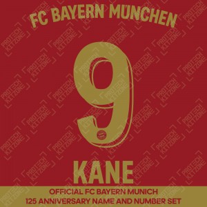 Kane 9 - Official Bayern Munich 125 Anniversary Name and Number w/ FC Bayern Munchen Back Wording