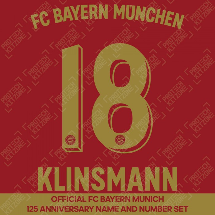 Klinsmann 18 - Official Bayern Munich 125 Anniversary Name and Number w/ FC Bayern Munchen Back Wording