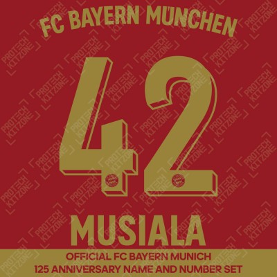 Musiala 42 - Official Bayern Munich 125 Anniversary Name and Number w/ FC Bayern Munchen Back Wording