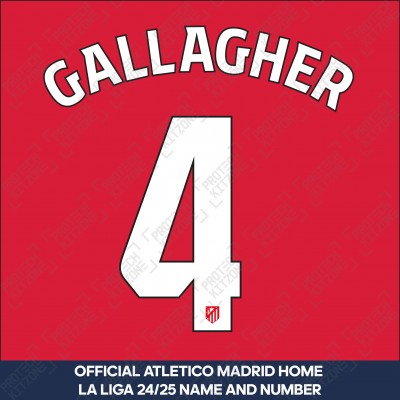 Gallagher 4 (Official Atletico Madrid 2024/25 Home Name and Numbering - La Liga Version) 