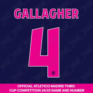 Gallagher 4 (Official Atletico Madrid 2024/25 Third Name and Numbering - Cup Version) 