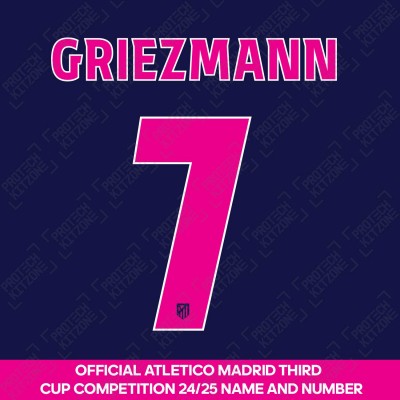 Griezmann 7 (Official Atletico Madrid 2024/25 Third Name and Numbering - Cup Version) 