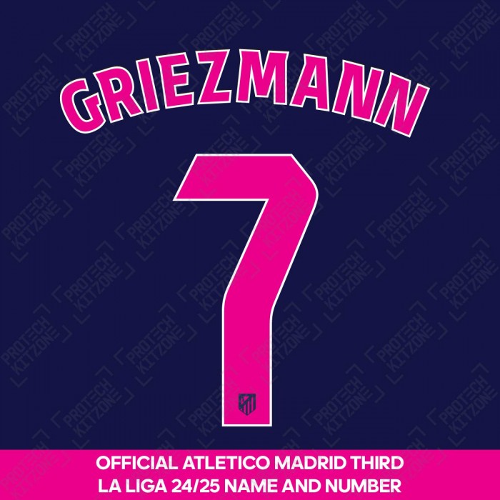 Griezmann 7 (Official Atletico Madrid 2024/25 Third Name and Numbering - La Liga Version) 