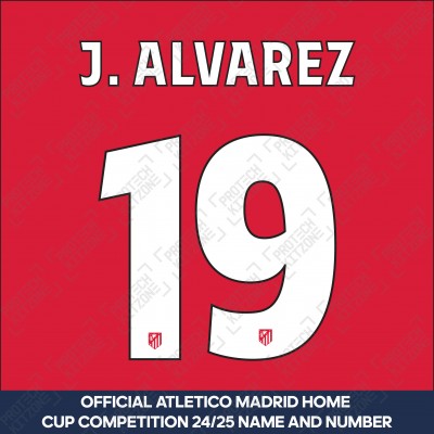 J. Alvarez 19 (Official Atletico Madrid 2024/25 Home Name and Numbering - Cup Version) 