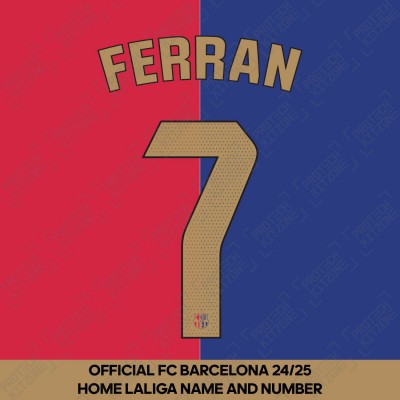 Ferran 7 (Official FC Barcelona 2024/25 Home Name & Numbering - La Liga Version) 