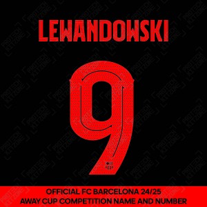 Lewandowski 9 (Official FC Barcelona 2024/25 Away Name & Numbering - Cup / Play Version) 