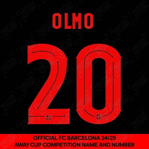 Olmo 20 (Official FC Barcelona 2024/25 Away Name & Numbering - Cup / Play Version) 