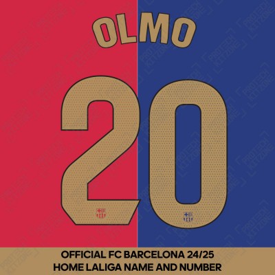 Olmo 20 (Official FC Barcelona 2024/25 Home Name & Numbering - La Liga Version) 