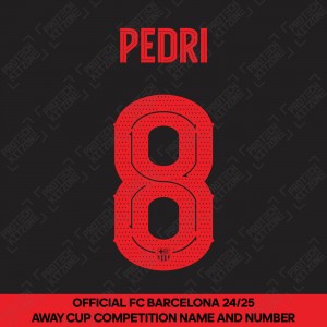 Pedri 8 (Official FC Barcelona 2024/25 Away Name & Numbering - Cup / Play Version) 
