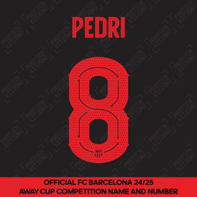 Pedri 8 (Official FC Barcelona 2024/25 Away Name & Numbering - Cup / Play Version) 